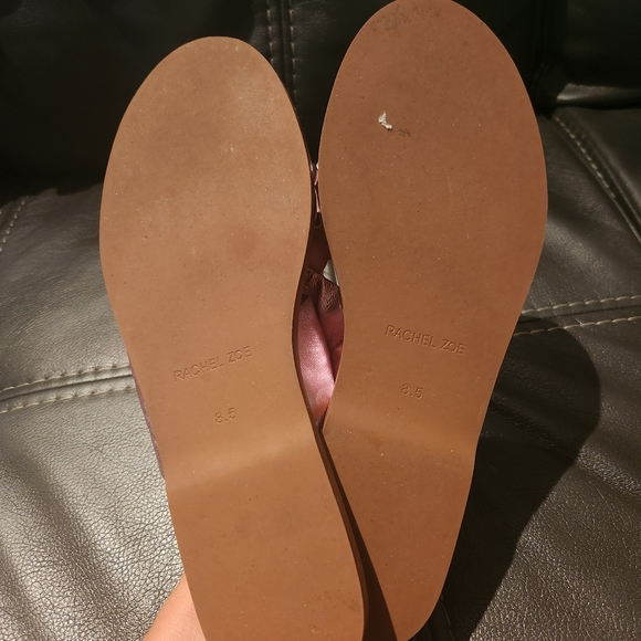 Rachel Zoe Metallic Pink Leather Knot Flat Sandal - Picture 5 of 9